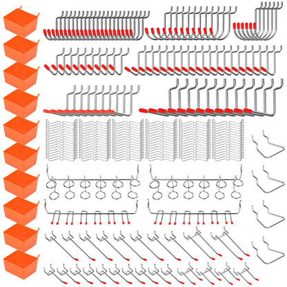 238 Pcs Pegboard Hooks Set with 10 Storage Bins