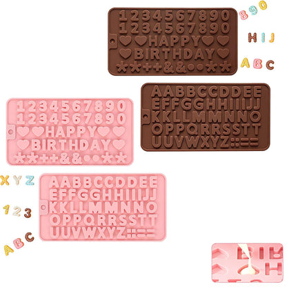 4 Piece Silicone Letter Number Chocolate Molds