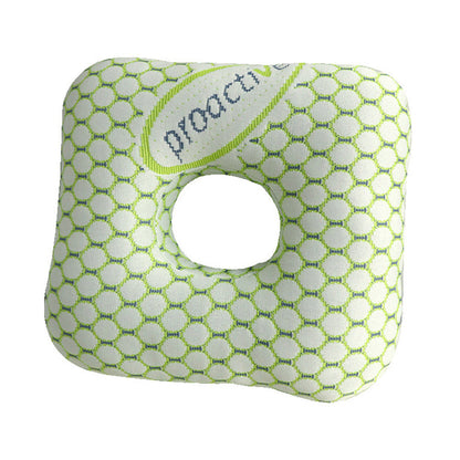 Square Ear Piercing Pillow for Side Sleepers with Central Ear Hole Green
