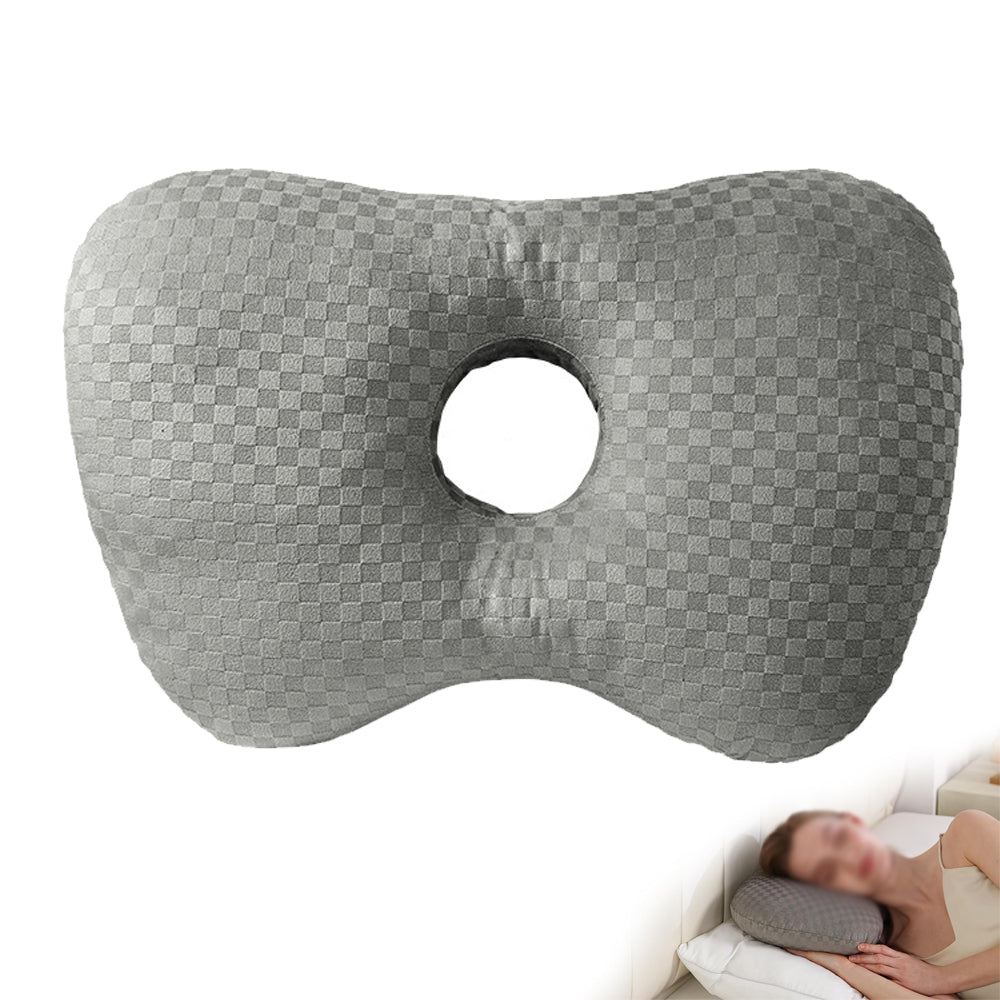 Ear Pillow for Side Sleepers with Hole-Grey