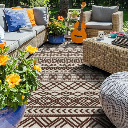 Geometric Pattern Floor Mat Camping Mat for Outdoor Patio Picnic Beach Style 4