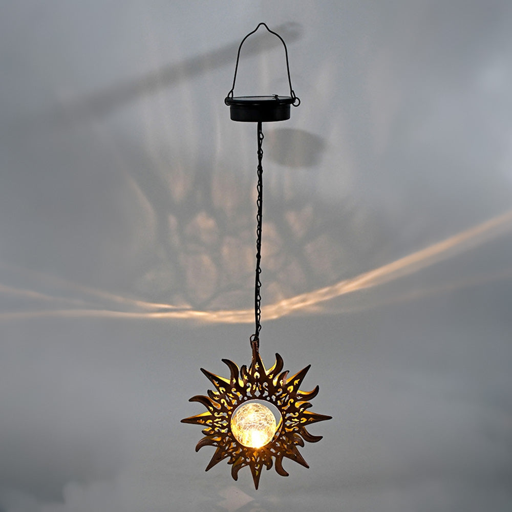 Solar Lights Sun Cracked Glass Lantern- Sun