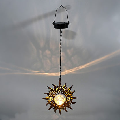 Solar Lights Sun Cracked Glass Lantern- Sun
