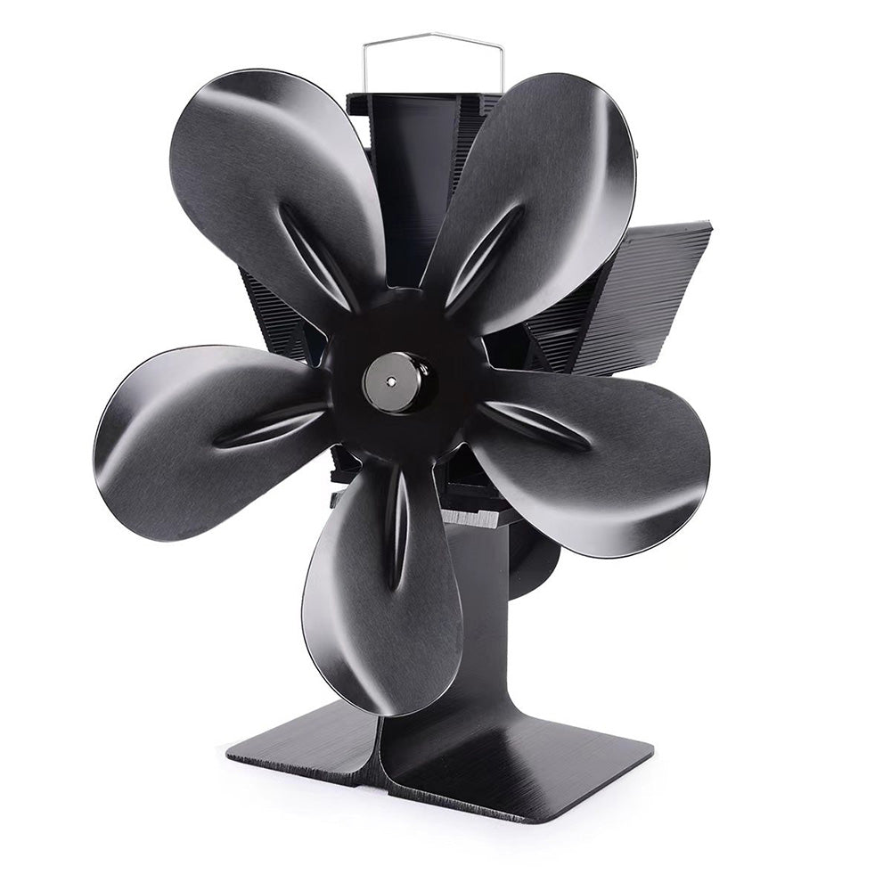 5-Blade Fireplace Fan for Wood Burning Stove Silent Heat Powered Stove Fan