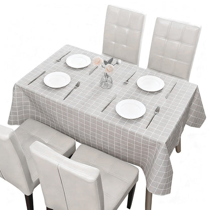 2-Pack PVC Tablecloth Waterproof Oilproof with Checkered Pattern Gray Check