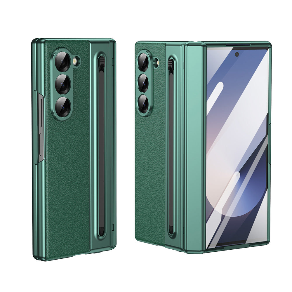 Phone Case for Samsung Z Fold 7 with Pen Holder Full Coverage Hinge Protection-Green