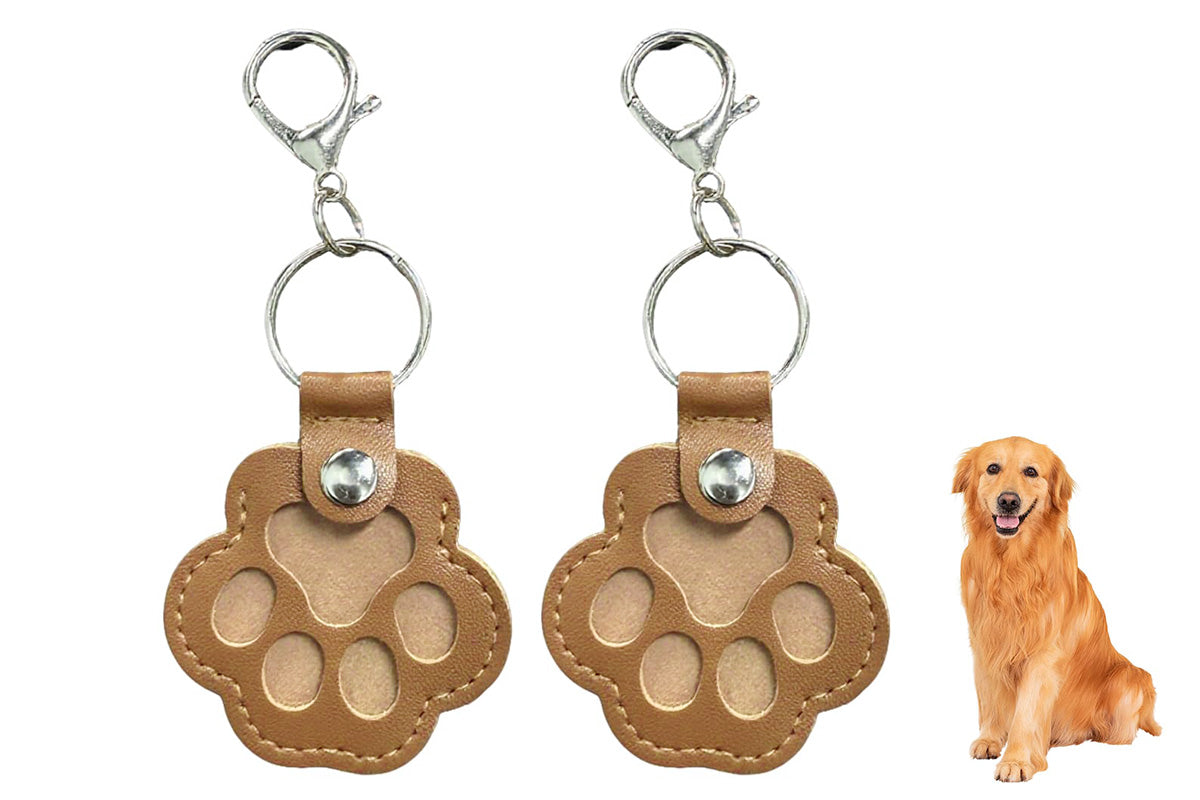 4Pcs Pet Paw Shaped Key Chain Pet Fur Key Chain Pet Memorial Gift Key Ring-Camel