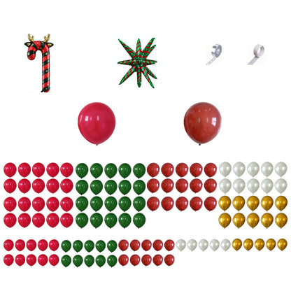 114 Piece Christmas Balloon Arch Garland Kit with Red Green Foil Balloons