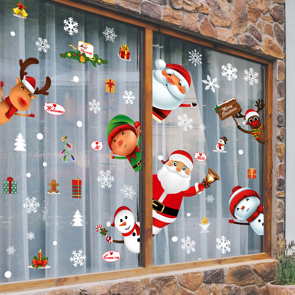 6Pcs Christmas Window Clings Stickers Decals with Santa Claus and Snowman