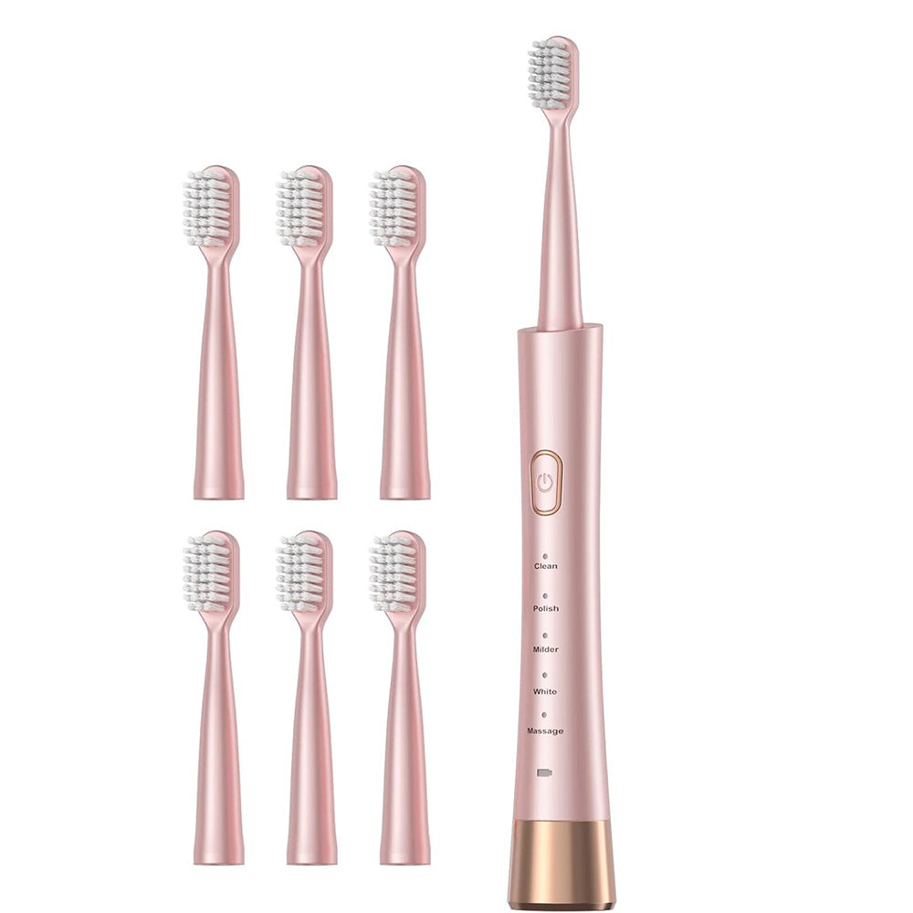 Electric Toothbrush for Adults ¨C Sonic Toothbrush with 6 Brush Heads and Smart Timer Pink