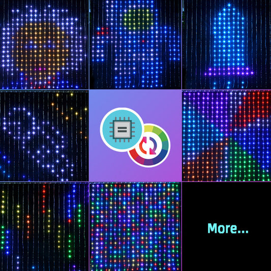 Smart Curtain Lights ¨C 400 LEDs Color-Changing Dynamic DIY Light String with Music Sync Style 1