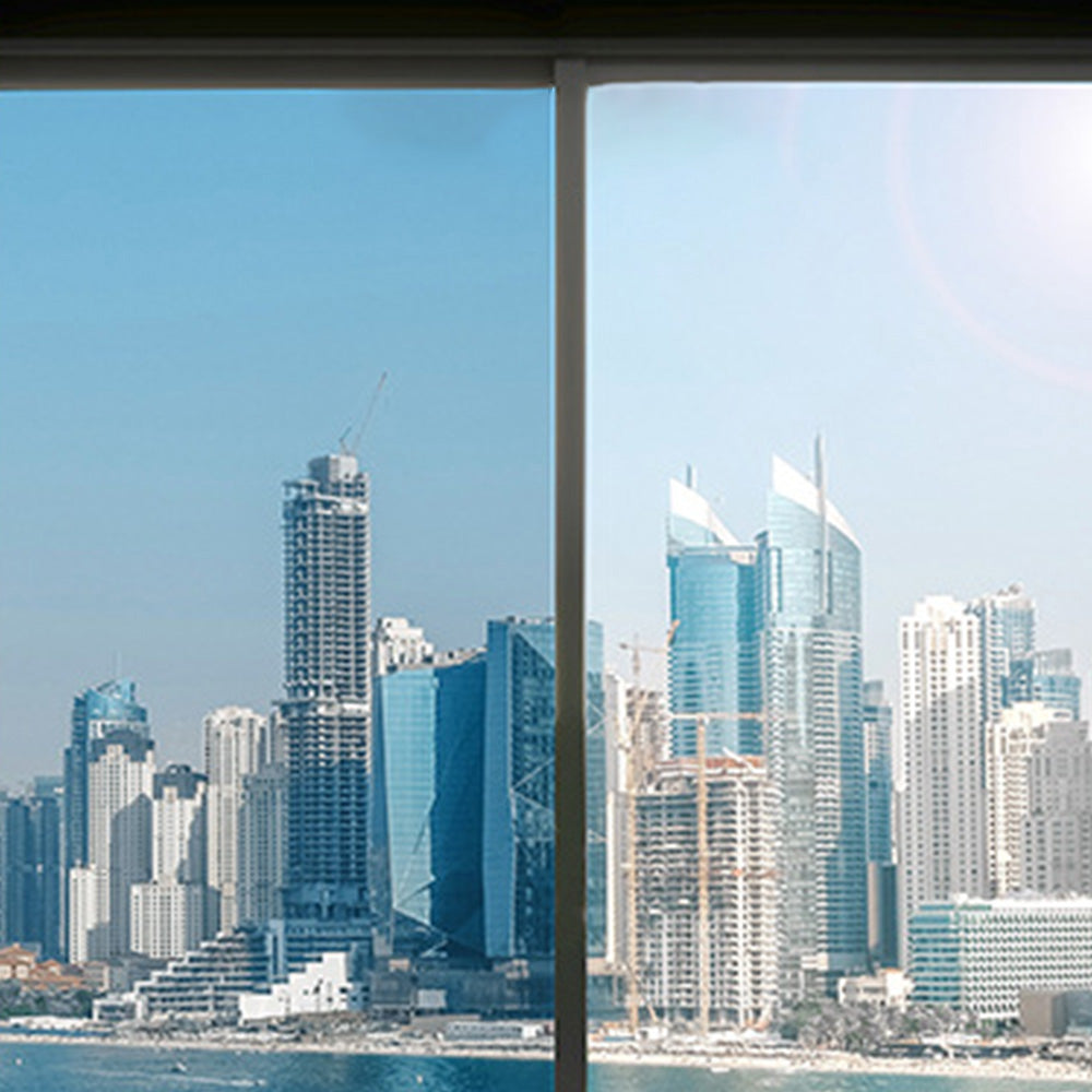 3-Meter Static Cling Sunlight Blocking Window Film One-Way Privacy Window Film Blue