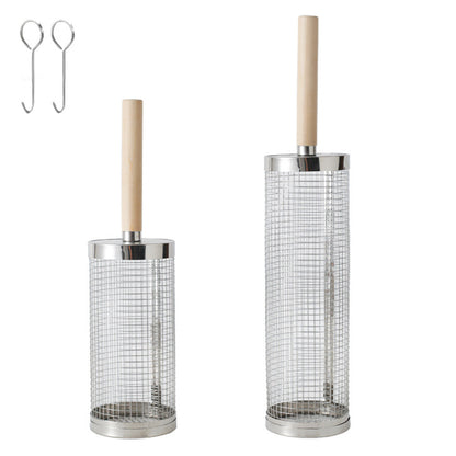 2 Pack Rolling Grill Basket with Wooden Handle