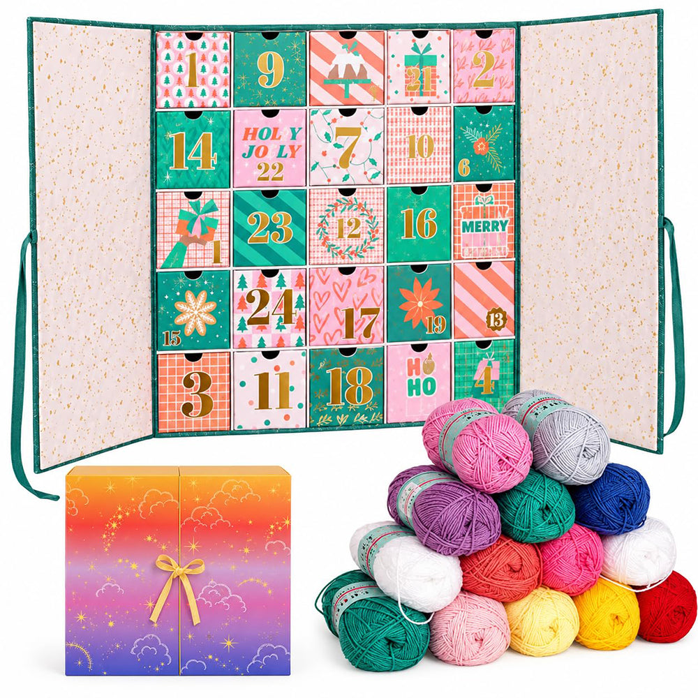 Crochet Yarn Christmas Advent Calendar 25 Days of Yarn and Crafting Surprises - Pink