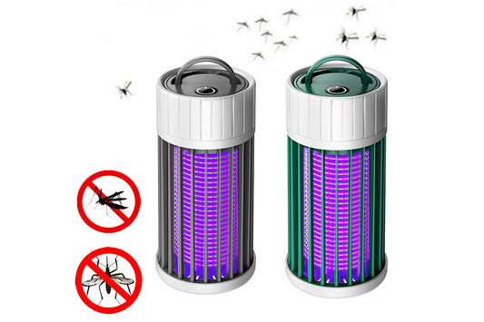 2pcs USB Electronic Rechargeable Mosquito Killer Lamp Night Light Mosquito Trap Indoor-Green and Grey
