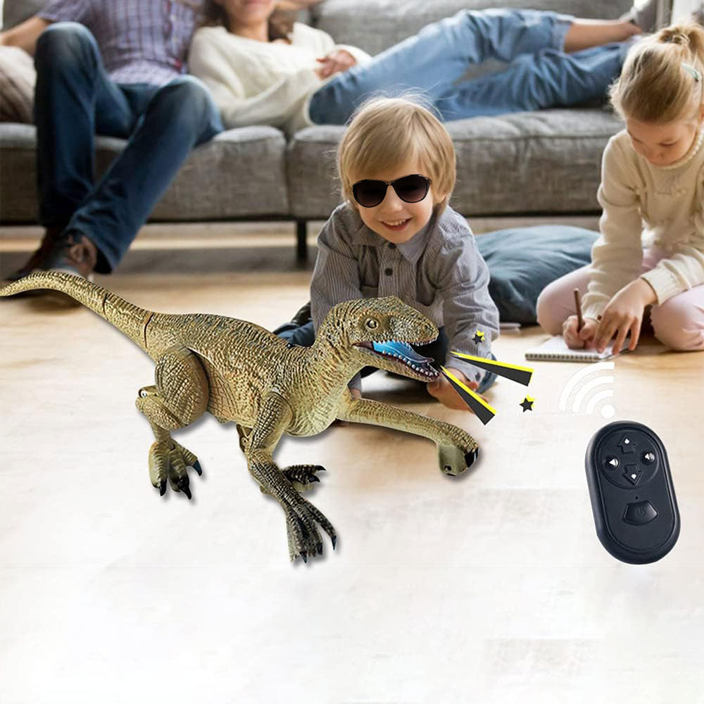 2.4G Remote Control Dinosaur Toy Realistic Walking Dinosaur with Sound Effects Yellow