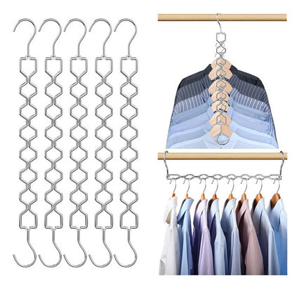 5Pcs Space Saving Hangers for Clothes Sturdy Metal Shirt Hanger Organizer