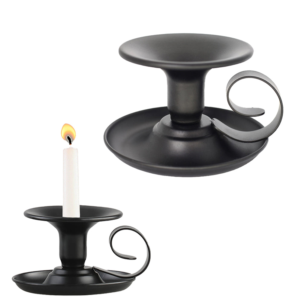 2Pcs Retro Black Iron Taper Candle Holders for Thanksgiving Christmas