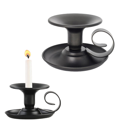 2Pcs Retro Black Iron Taper Candle Holders for Thanksgiving Christmas