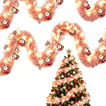 2 Pack Christmas LED String Lights LEDs Battery Powered Garland - Pink