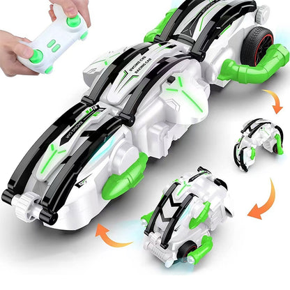 6 Wheel 360 Degree Transforming RC Stunt Car with LED Lights - White