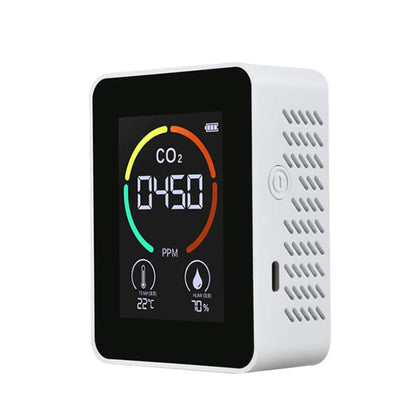 3-in-1 Air Quality Monitor CO2 Meter Temperature Humidity Carbon Dioxide Detector White