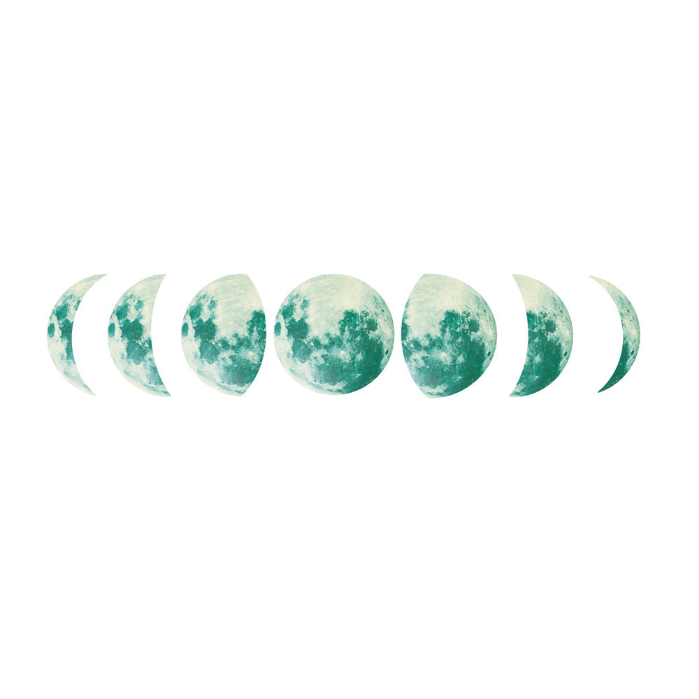 Set of Glow in The Dark Moon Wall Decals Luminous Space Planet Moon Phases Wall Sticker -Green