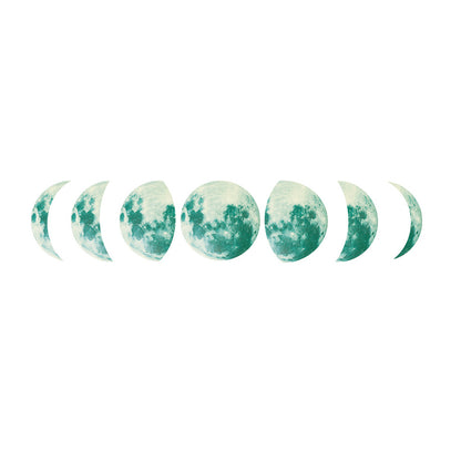 Set of Glow in The Dark Moon Wall Decals Luminous Space Planet Moon Phases Wall Sticker -Green