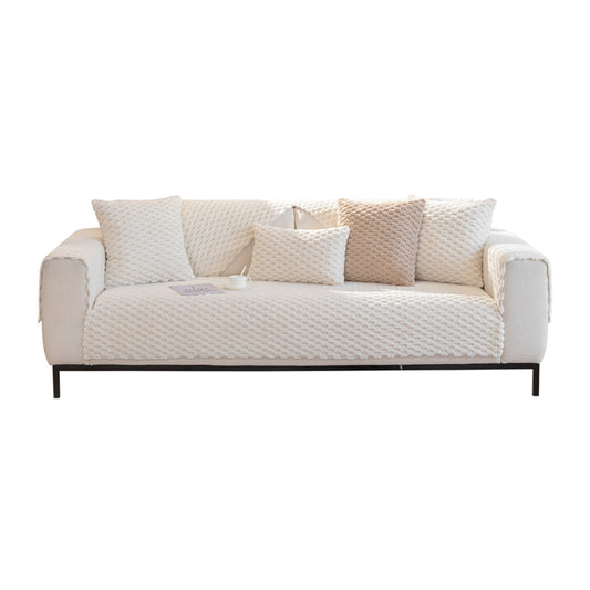 Thick Plush Sofa Cushion Fluffy Couch Cushion Covers Furniture Protector -Beige