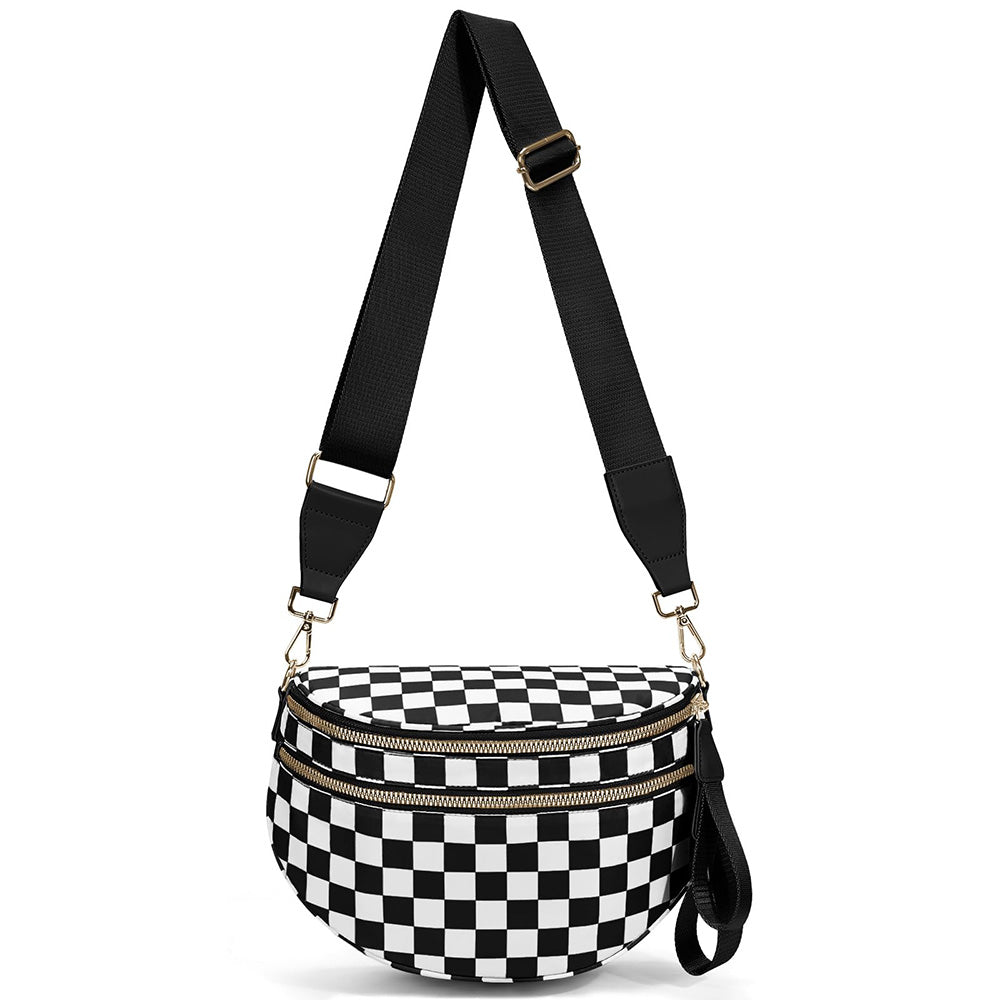 Oxford Cloth Large Capacity Crossbody Bag ¨C Lightweight Shoulder Messenger Bag for Women Black & White