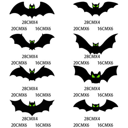 128Pcs 3D Bats with Glow in the Dark Eyes Spooky Party Home Room Wall Halloween Decorations