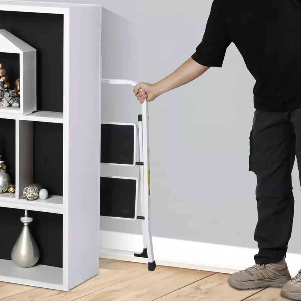 2-Step Ladder Folding Step Stool with Wide Anti-Slip Pedal and Convenient Handgrip