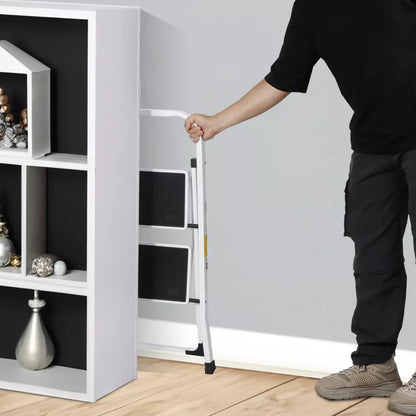 2-Step Ladder Folding Step Stool with Wide Anti-Slip Pedal and Convenient Handgrip