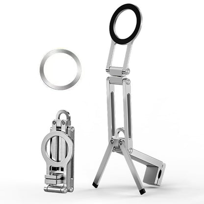 360 Degree Rotating Tripod Adjustable Aluminum Magnetic Phone Tripod for Android iPhone 12 to 17-Silver