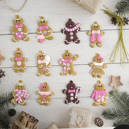 12PCS Gingerbread Man Christmas Decorations ¨C Hanging Pendants for Christmas Tree