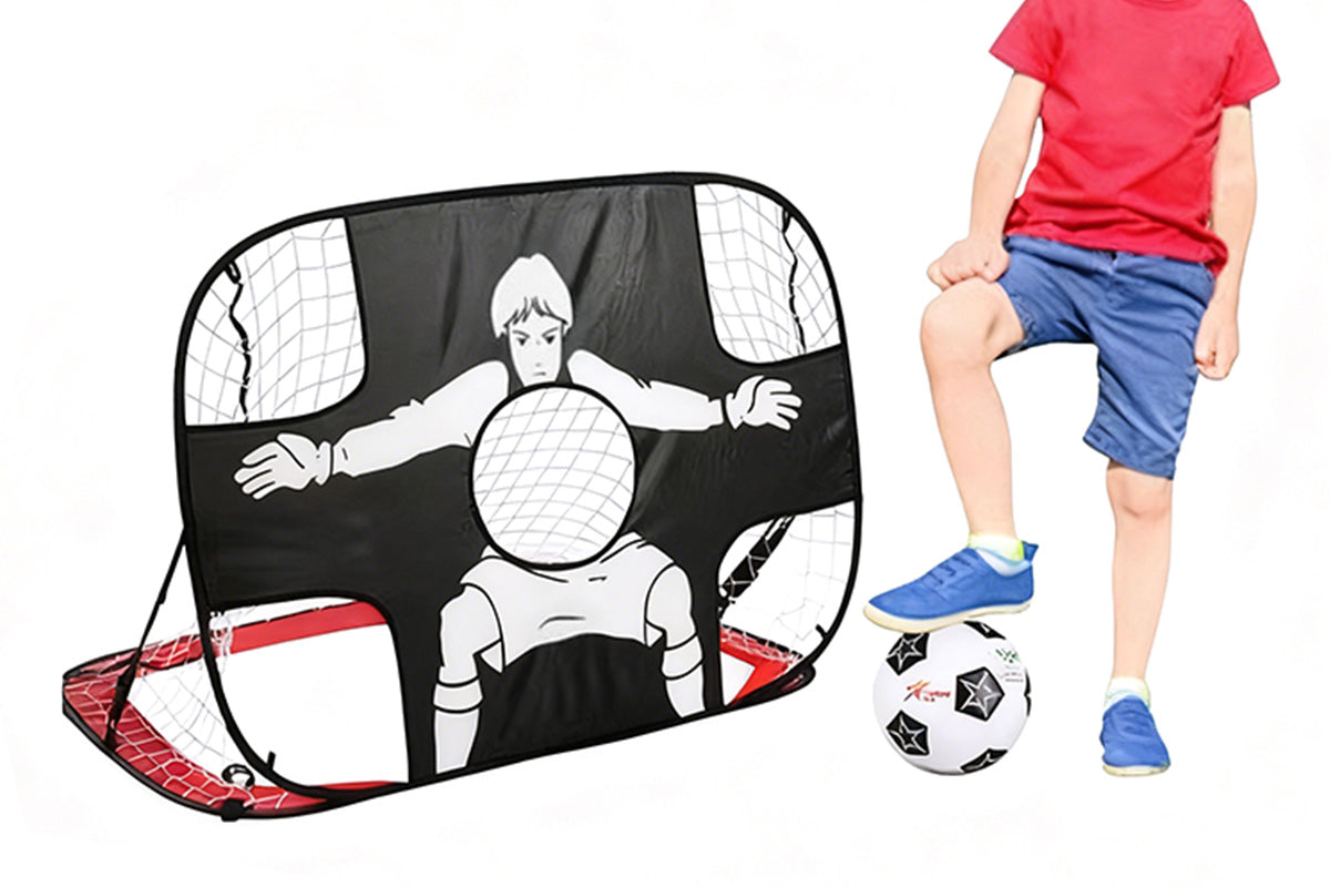 2-in-1 Portable Foldable Soccer Goal with Detachable Target-Red