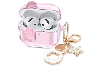 Earphones Case Compatible with Apple Airpods 4 Soft TPU Clear Earbuds Case-Pink