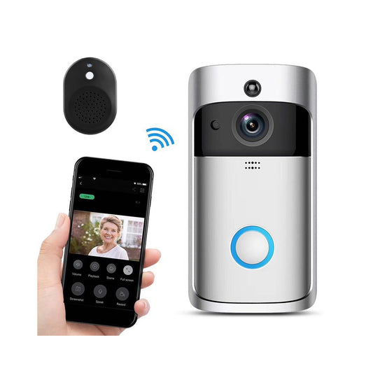 Wireless WiFi Video Doorbell with Smart Intercom and Security Camera-Silver