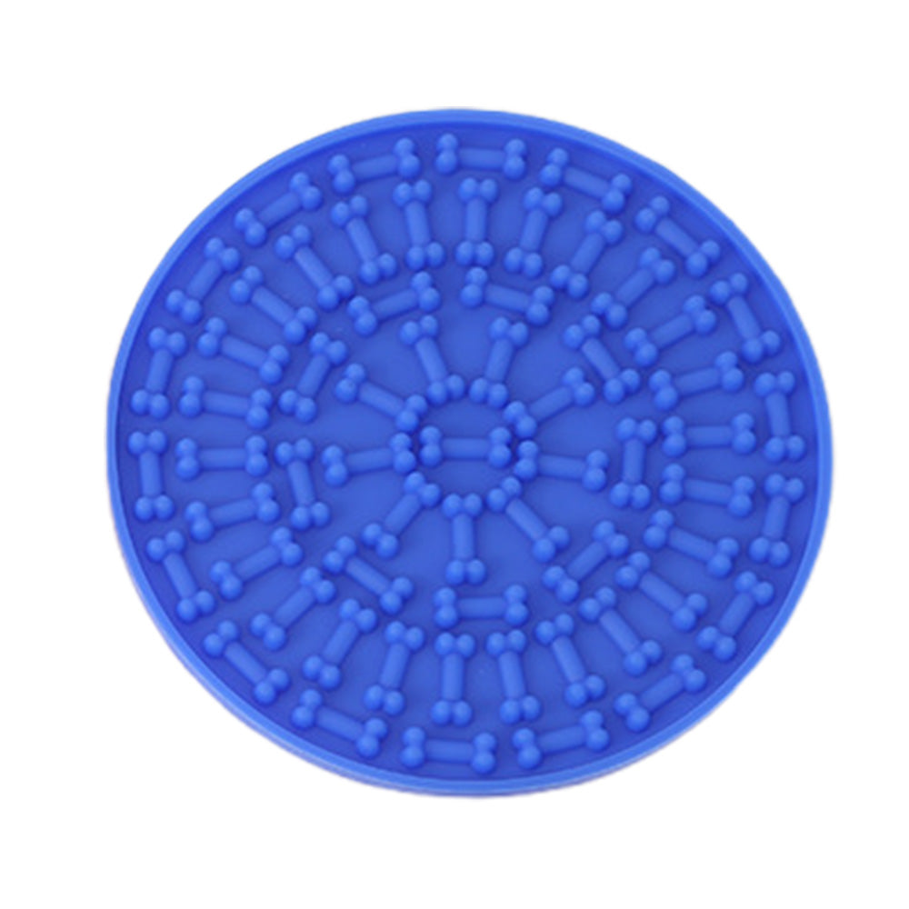 Dog Lick Pad Bath Washing Buddy Suction Grooming Pad Helper Slow Feeder Mat-Blue