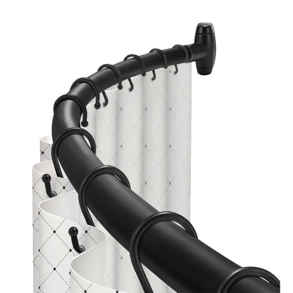 Curved Stainless Steel Shower Curtain Rod for Bathroom and Bathtub Black