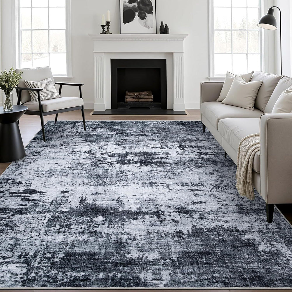 Nordic Crystal Velvet Rug Soft Non Slip for Bedroom Living Room Bedside Floor-Black