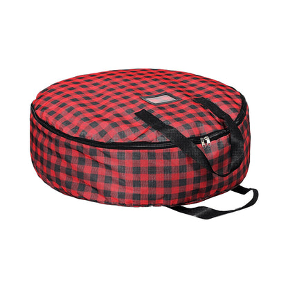 Christmas Plaid Wreath Storage Bag Christmas Garland Storage Container Seasonal Wreath Storage for Xmas Holiday Red