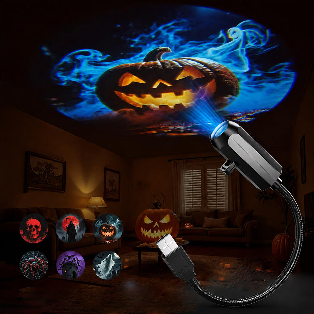 USB Halloween Projector Light with 6 Slides for Game Party