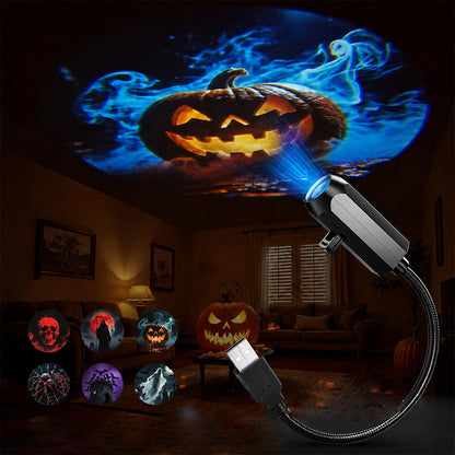 USB Halloween Projector Light with 6 Slides for Game Party