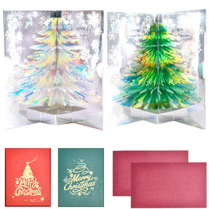 2 Pack 3D Papercut Christmas Tree Greeting Cards