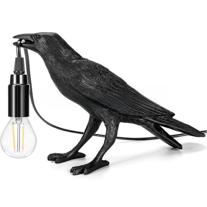 USB Crow Lamp Gothic Raven Light Halloween Decor for Bedroom or Bedside Table