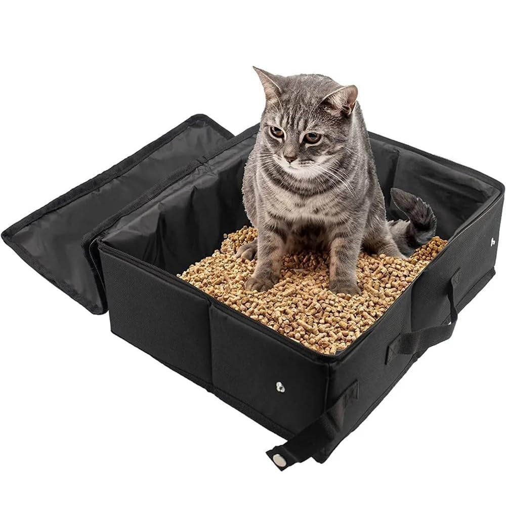 Portable Foldable Cat Travel Litter Box ââ‚?Waterproof & Easy to Clean Black