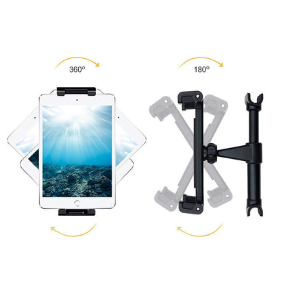 Universal Car Headrest Tablet Holder Rotating Mount for Phones Tablets  Black