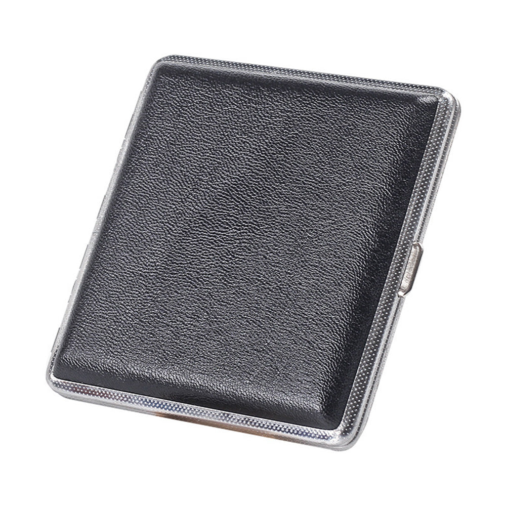 Portable PU Leather Cigarette Case Fashion Design Holds 20 Cigarettes-Black