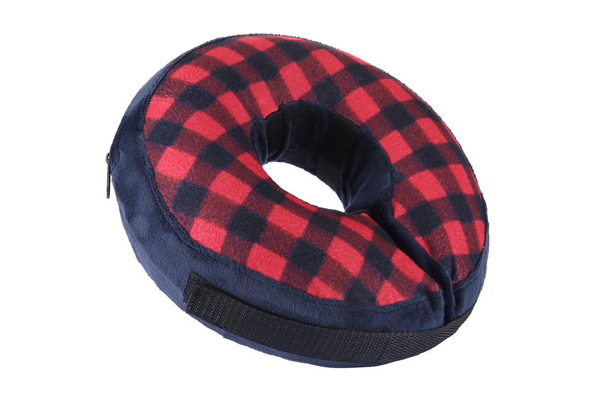 Inflatable Pet Protective Collar - Red and balck grid